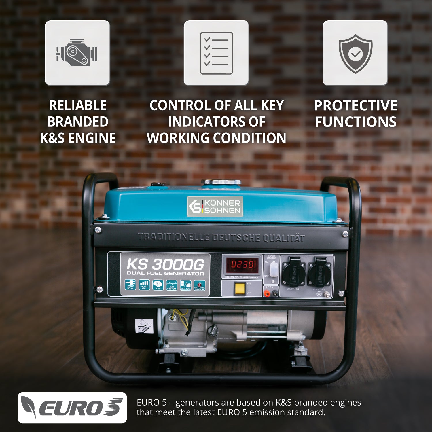 LPG/Gasoline Generator "Könner & Söhnen" KS 3000G (Refurbished Excellent)