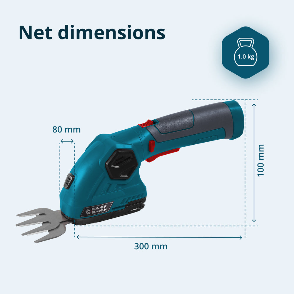 Cordless 2 in 1 Grass Shear and Hedge Trimmer with Telescopic Extension Pole KS SHT-8V + Extension Pole