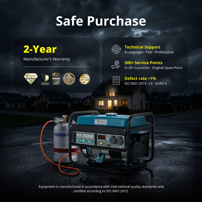 LPG/Gasoline Generator "Könner & Söhnen" KS 3000G (Refurbished Excellent)