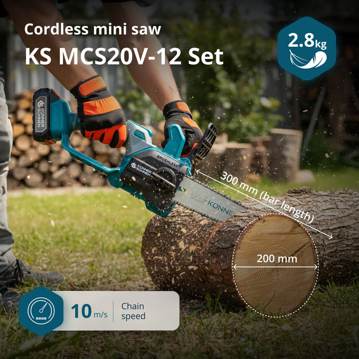 منشار جنزير صغير لاسلكي KS MCS20V-12 SET