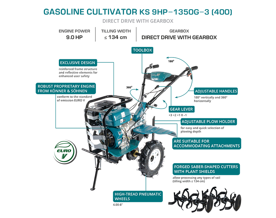 آلة حرث تعمل بالبنزين KS 9HP-1350G-3 (400)