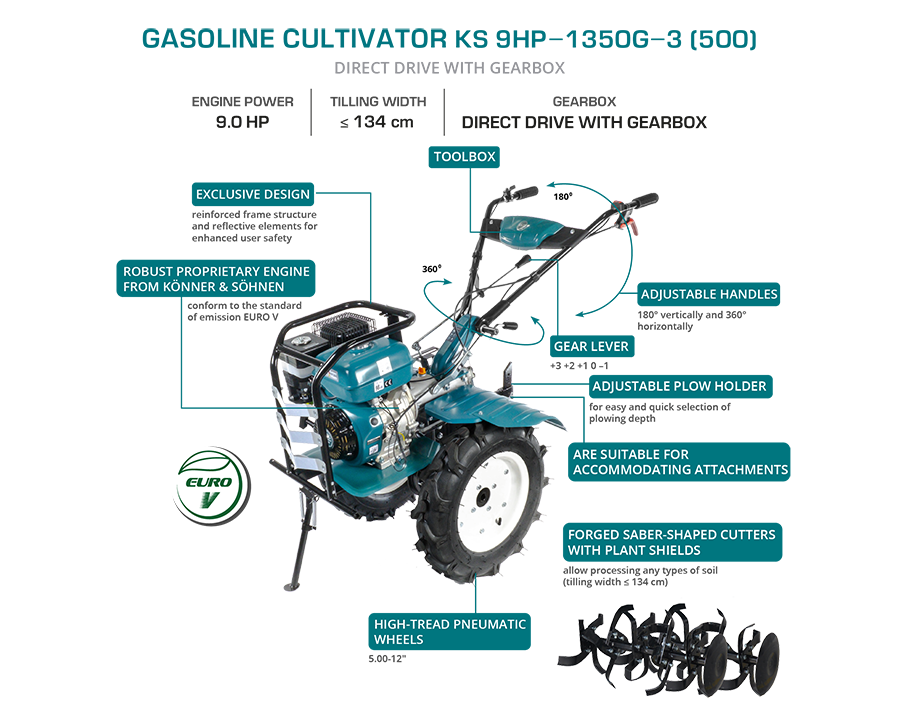 محراث بنزين KS 9HP-1350G-3 (500)