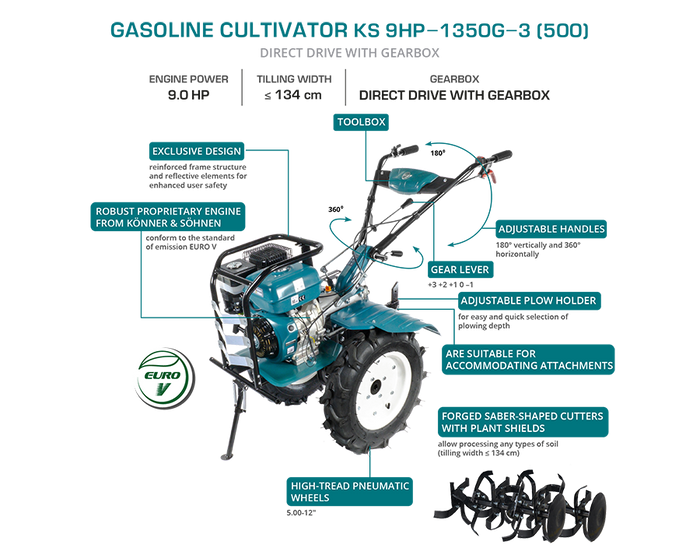 محراث بنزين KS 9HP-1350G-3 (500)