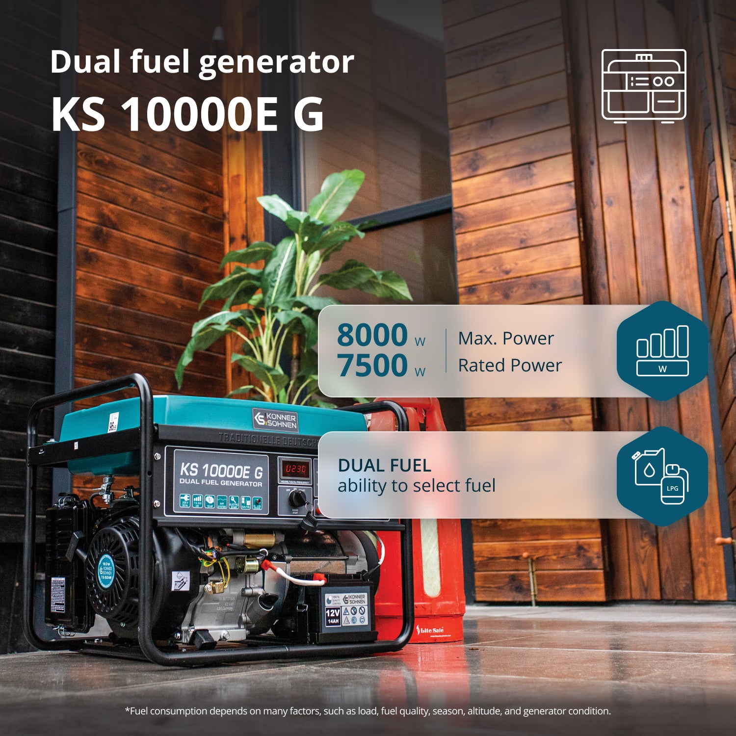 مولد غاز البترول المسال/البنزين "Könner & Söhnen" KS 10000E G