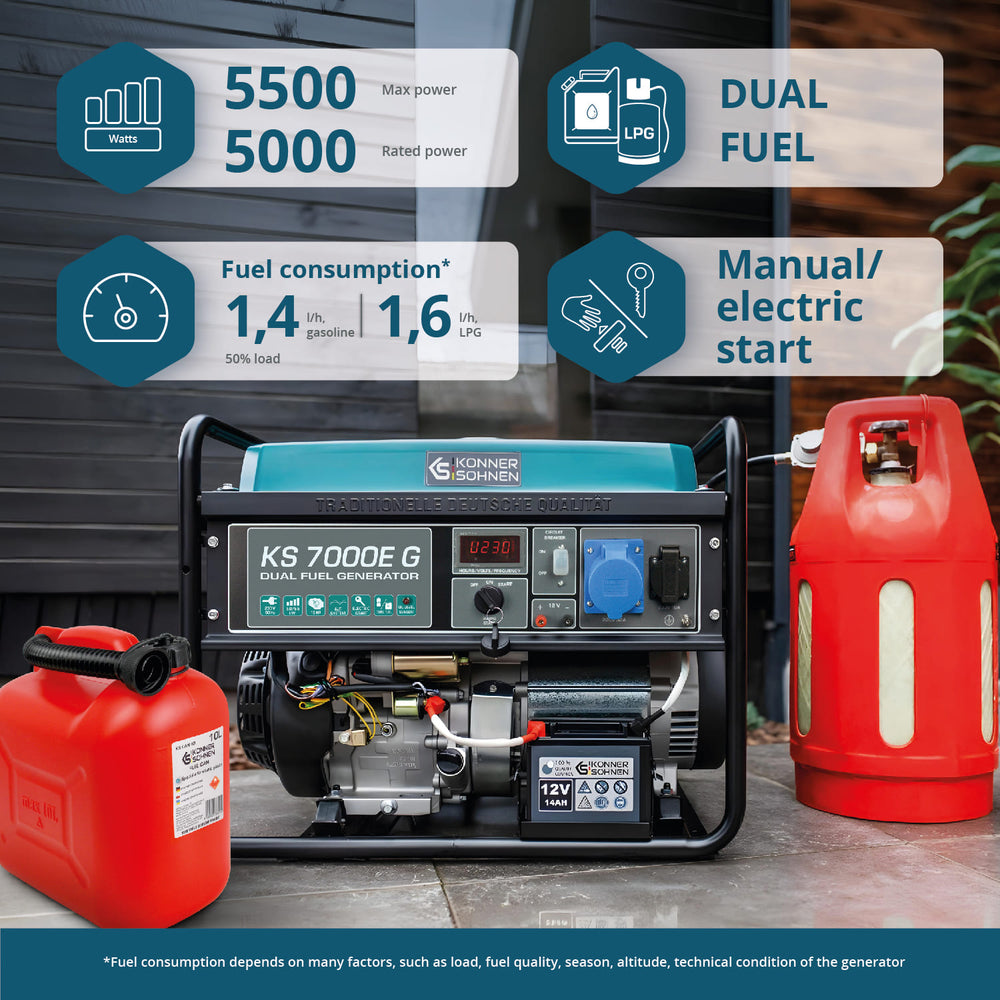 مولد غاز البترول المسال/البنزين "Könner & Söhnen" KS 7000E G