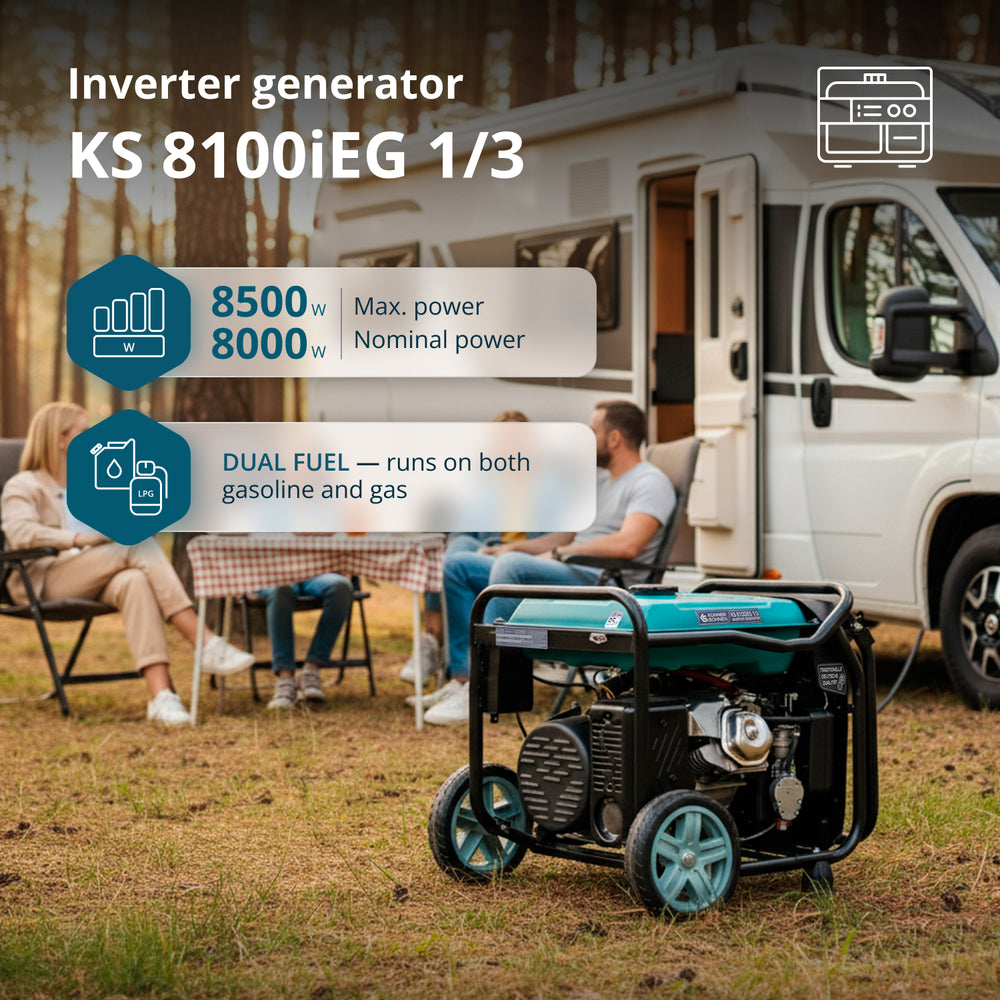 مولد عاكس يعمل بالغاز البترولي المسال/البنزين KS 8100iEG 1/3