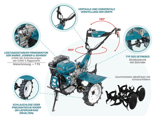 آلة حراثة تعمل بالبنزين KS 7HP-1050G