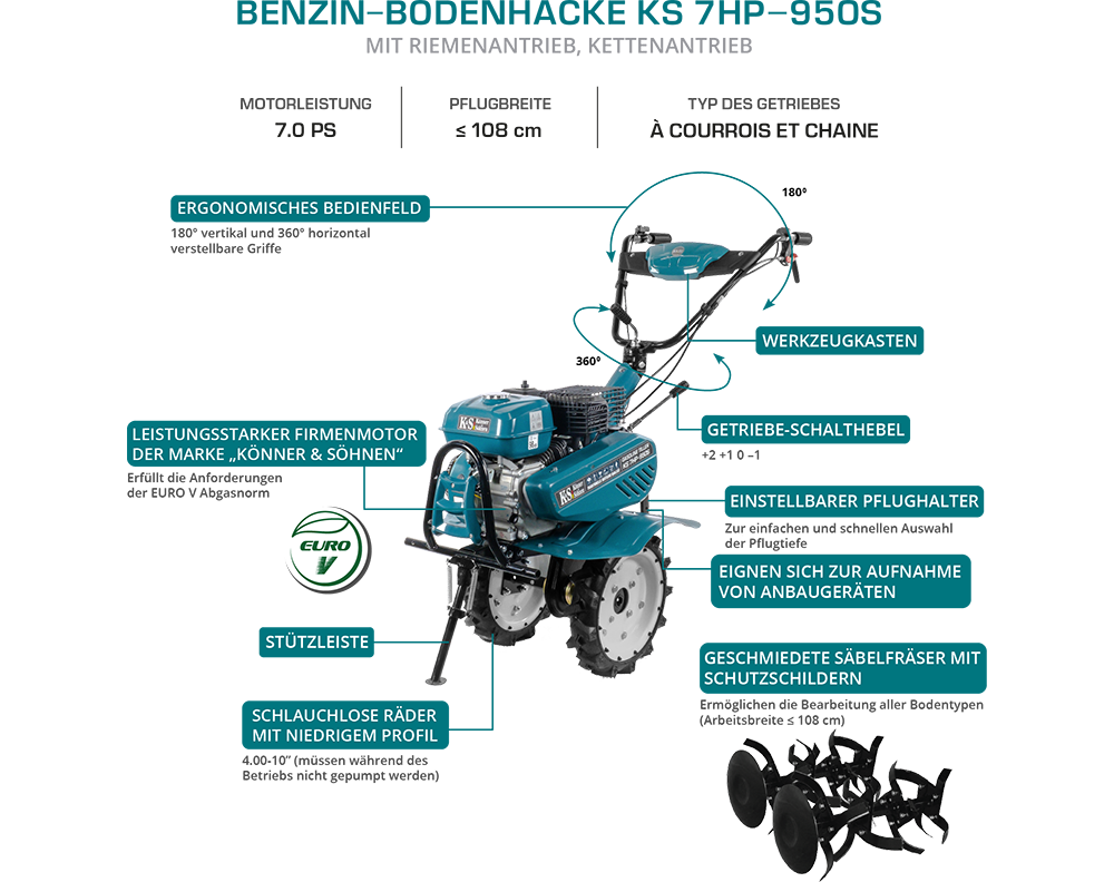 محراث دوّار يعمل بالبنزين KS 7HP-950S