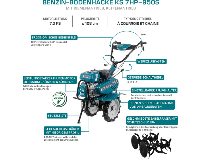 محراث دوّار يعمل بالبنزين KS 7HP-950S